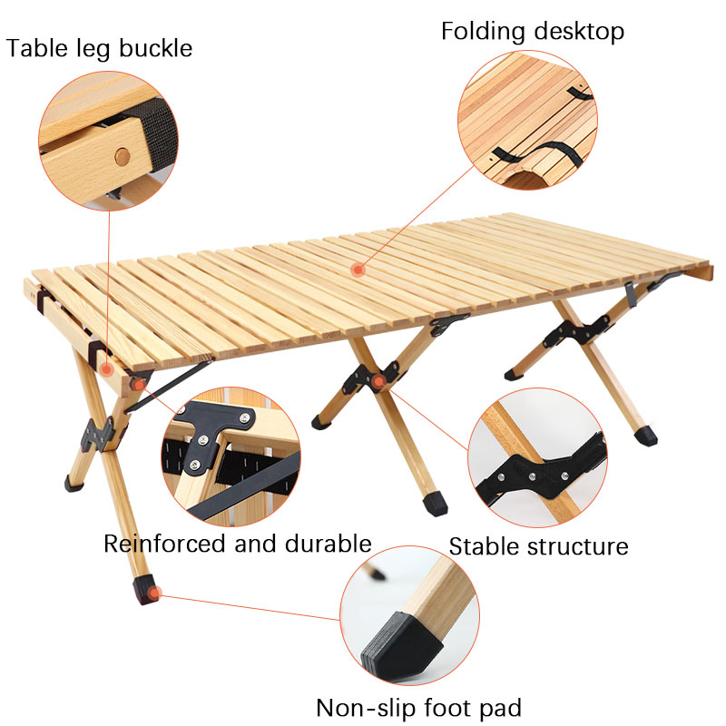 Eierrollentisch aus Holz