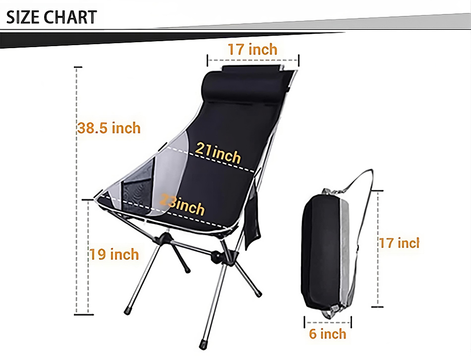 Klappbarer Stuhl mit hoher Rückenlehne