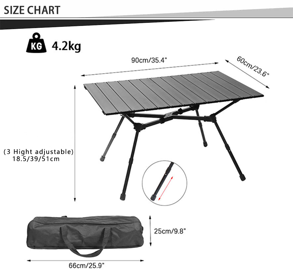 Verstellbarer X-Bar-Klapptisch aus Aluminium