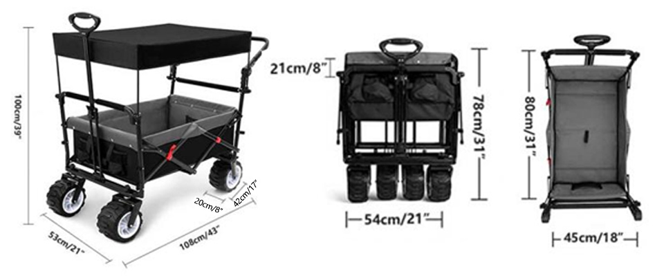 Robuster, zusammenklappbarer Gartenwagen