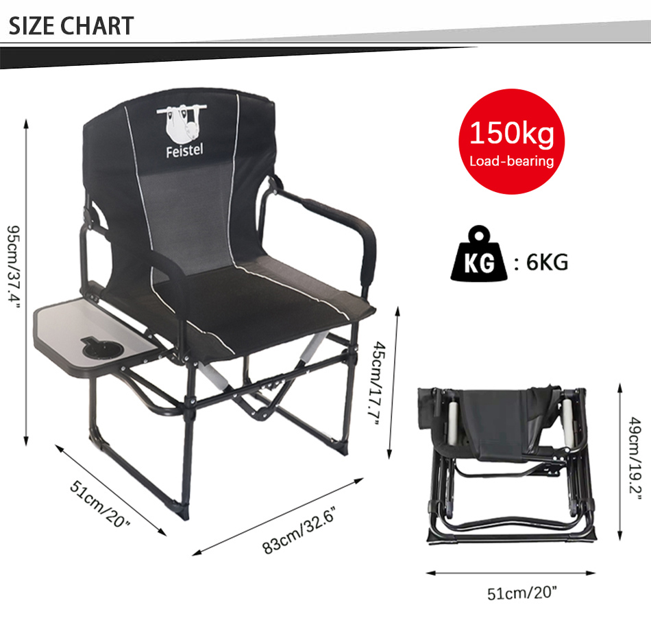 Größe des klappbaren Regiestuhls