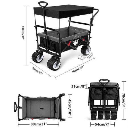 Hochleistungs-Klappwagen für den Garten im Freien, Strandwagen, zusammenklappbarer Gartentransportwagen 