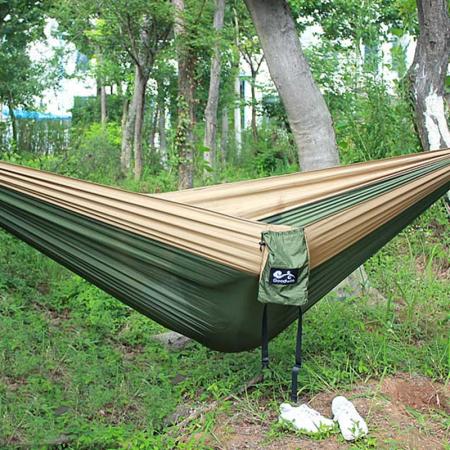Amazon heiß verkaufende Outdoor-Camping-Hängematte, tragbare Doppelhängematte mit Baumgurt 