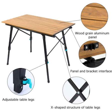Campingtisch klappbarer Outdoor-Campingtisch höhenverstellbarer Outdoor-Tisch tragbarer klappbarer leichter Tisch für Picknick 
