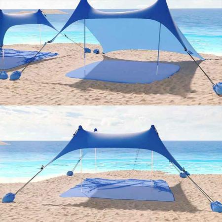 Pop-up-Strandzelt Angelzelt Sonnenschutz Strand-Sonnenschutz mit Sandschaufel-Erdnägeln und Stabilitätsstangen 