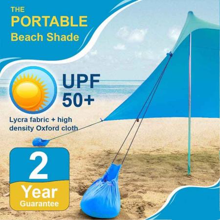 Pop-up-Strandzelt Angelzelt Sonnenschutz Strand-Sonnenschutz mit Sandschaufel-Erdnägeln und Stabilitätsstangen 