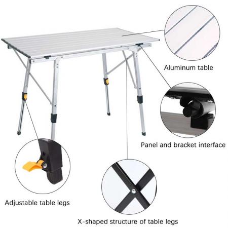 tisch faltbarer tragbarer verstellbarer tisch aluminium faltbarer kleiner leichter tragbarer campingtisch für picknickstrand im freien 