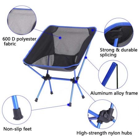 Faltbarer Liegestuhl Leichter faltbarer Strandcampingstuhl mit Tragetasche, einfach zu tragen 