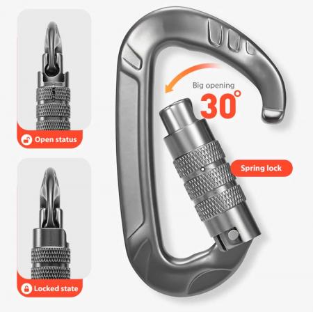 Verschlusskarabiner für Hängematte Verschlusskarabiner Kletterclips 12kn Karabinerhaken aus Aluminium 