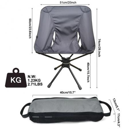 Campingstuhl kompakter Outdoor-Stuhl aus Aluminium in Flugzeugqualität um 360 Grad drehbarer Stuhl 