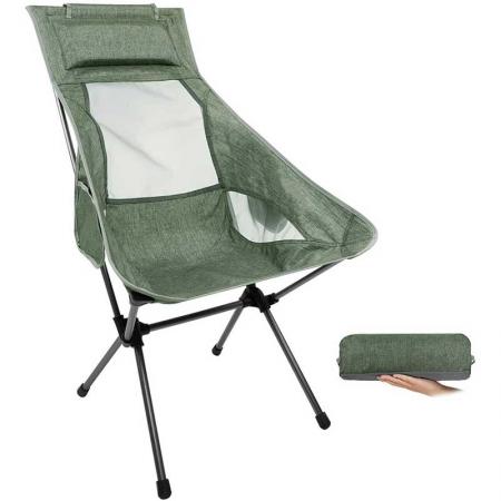 Camping-Rucksackstuhl mit hoher Rückenlehne , 330 lbs Kapazität , leichter, kompakter, tragbarer Klappstuhl für Wanderungen, Reisen, Strandpicknick 