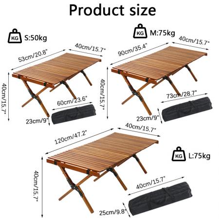 Outdoor-Holztisch Holzklapptisch Rollcamping Klapp-Picknicktisch zum Strandangeln 