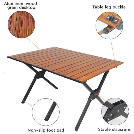 Faltbarer Holztisch, tragbarer Campingtisch für Outdoor-/Indoor-Picknick-Reisen, Strandcamp, BBQ-Hinterhof 