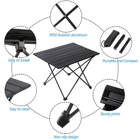 ultraleichter klappbarer Strandtisch tragbarer Campingtisch mit Aluminium-Tischplatte und Tragetasche 