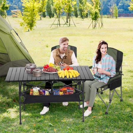Großer tragbarer Campingtisch aus Aluminium, zusammenklappbar, Picknick-Kochstation, Rolltisch für Camping, Grillparty, Picknick im Hinterhof 