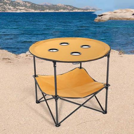 Tische Faltbarer tragbarer Tisch mit 4 Getränkehaltern und Aufbewahrungstasche Faltbares Picknick für den Strand im Freien 