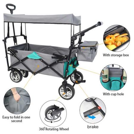 Robuster, zusammenklappbarer Camping-Gartenwagen für den Außenbereich mit Universalrädern 