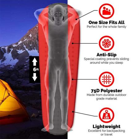 aufblasbare Campingmatratze selbstaufblasende Isomatte leichte Schaumstoffpolsterung für Wandercamping 
