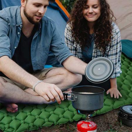 Schaumstoff Isomatte Camping Aufblasbar 2 Personen Schlafmatte Ultraleicht Extra Dicke Isomatte mit Kissen für Reisen Wandern 