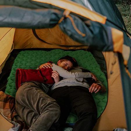 Schaumstoff Isomatte Camping Aufblasbar 2 Personen Schlafmatte Ultraleicht Extra Dicke Isomatte mit Kissen für Reisen Wandern 