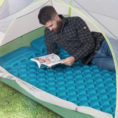 amazon heißer verkauf im freien schlafmatte doppelte größe ultraleichte camping schlafmatten mit kissen luftmatratze 