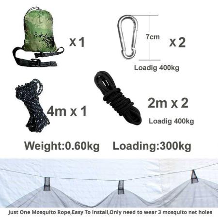 Camping-Nylon-Hängematten-Moskitonetz mit strapazierfähigem Baumgurt für Reisen, Rucksackreisen, Wandern, Outdoor-Aktivitäten 