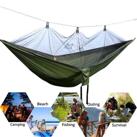 Tragbare Camping-Hängematten mit Moskitonetz für Indoor-Outdoor-Wander-Rucksackreisen 