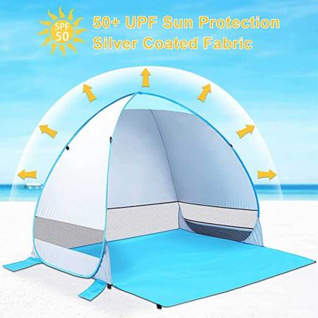 UPF 50+ faltbares tragbares Strandzelt mit UV-Sonnenschutz
 