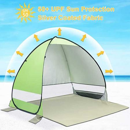 Pop-up-Strandzelt für 1-3 Personen mit UPF 50+ für UV-Sonnenschutz
 