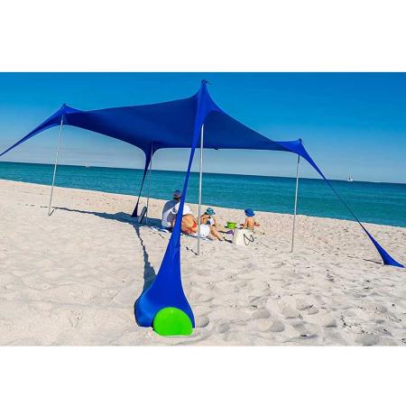 Baldachin Pop-up-Sonnenschutz 10 x 10 FT Strandzelt UPF50+ mit Aluminiumstangen für Strandcamping und Outdoor
 