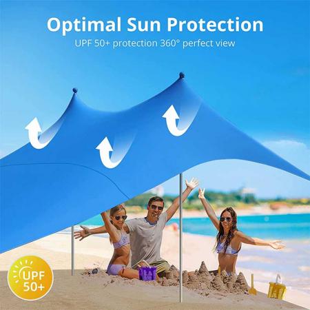 Strand-Sonnenschutz-Überdachung Pop-up-Strandzelt UPF50+ mit Aluminiumstangen für Strandcamping und Outdoor
 