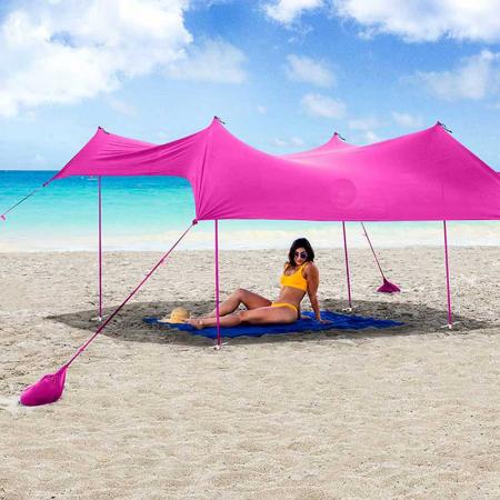 Strandzelt-Überdachung, 4-poliger Sonnenschutz, Pop-Up-Outdoor-Hinterhof UPF50, UV-Schutz, leicht, wasserabweisend
 