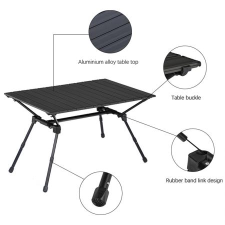 Neues Design Ultraleichter faltbarer Campingtisch aus Aluminium OEM ODM faltbarer Picknicktisch Höhenverstellbarer faltbarer Campingtisch 
