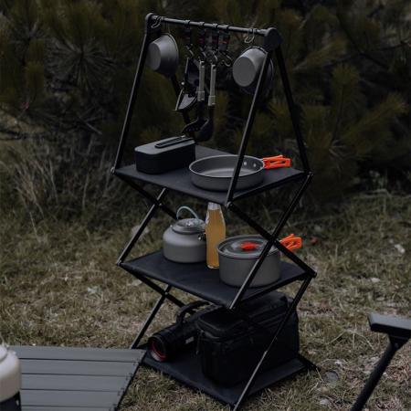 Picknick-Racks für Outdoor-Camps, faltbares Regal, multifunktionaler Organizer, dreischichtige Aufbewahrungshalter 