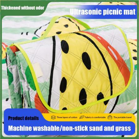Ultraschall-Picknickmatte, maschinenwaschbare Picknickmatte, wasserdichte gestreifte Stranddecke, OEM und ODM 