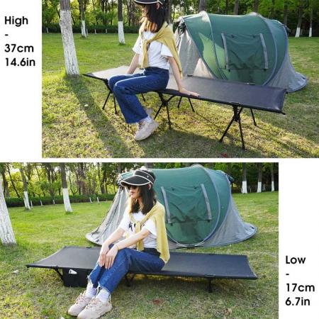 Ultraleichtes, kompaktes Klappbett für Erwachsene beim Camping 