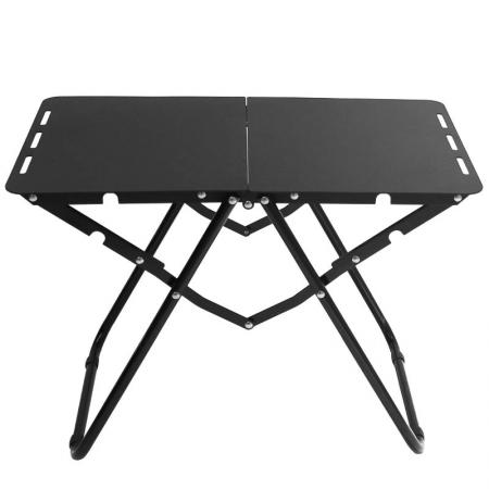 Schwarzer, leichter, tragbarer, zusammenklappbarer, ultraleichter, aufrollbarer Mini-Aluminium-Camp-Picknicktisch, faltbar für Outdoor-Wanderungen
         