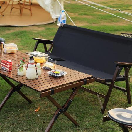 Doppelter tragbarer Outdoor-Strand-Camping-Picknick-Massivholzstuhl 