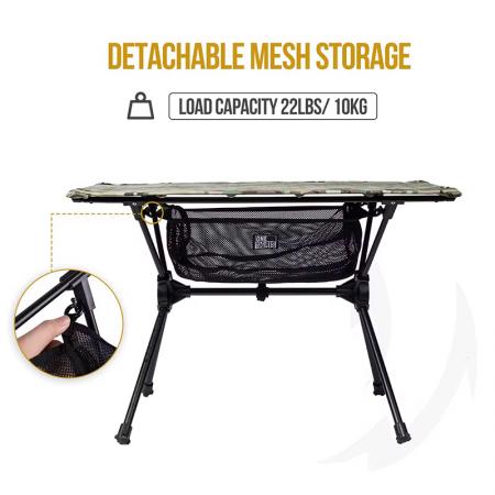 Ultraleichter, klappbarer Campingtisch aus Aluminium mit Stoffoberfläche und Tasche 