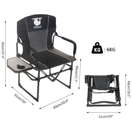 600D Oxford Outdoor Relax Tragbarer Direktor Klapp-Campingstuhl mit Beistelltisch 