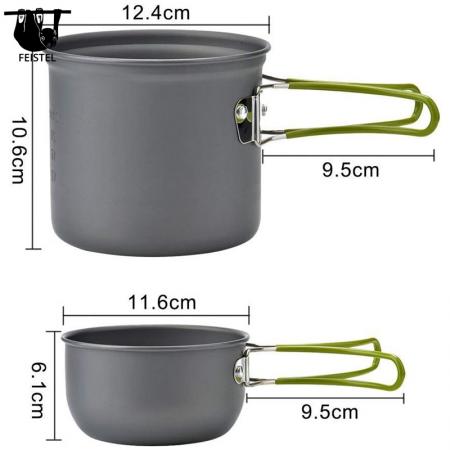 Outdoor Tragbare Picknick Kochgeschirr Kit Alumina Topf Set Reise Kochen Zubehör 