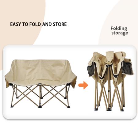 Low MOQ Doppelsitz im Freien im Freien leichte Klappkampen Camping tragbarer Angelstuhl mit Maschenbeutel 