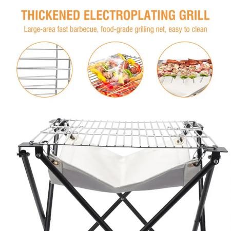 Outdoor tragbarer Klappgrill feuerfestem Stoff Edelstahl Picknick Grill BBQ Charcoal Grill