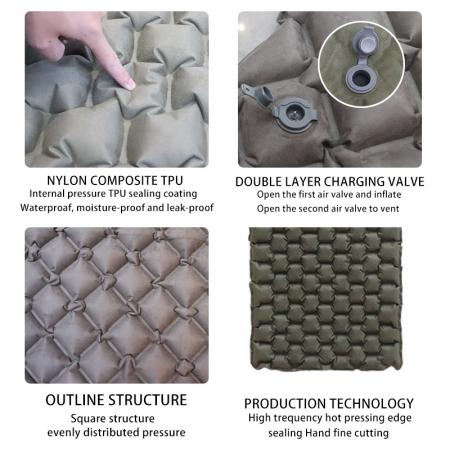 ultralight double sided suede waterproof tpu inflatable  camping sleeping pad 