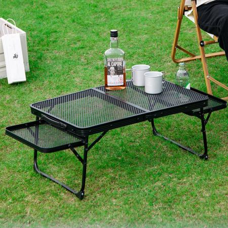 Moderner Camping-Klapptisch aus Metallgeflecht für den Außenbereich, leichter Grilltisch aus Eisen