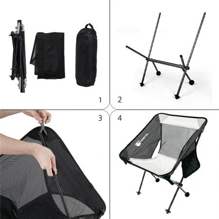 Kundenspezifischer klappbarer Strand-Finishing-Stuhl mit Seitentaschen, verstaubare Campingstühle