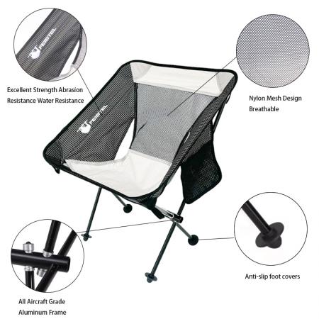 Kundenspezifischer klappbarer Strand-Finishing-Stuhl mit Seitentaschen, verstaubare Campingstühle