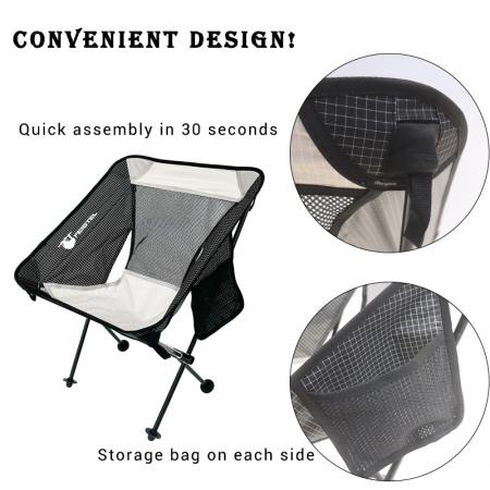 Kundenspezifischer klappbarer Strand-Finishing-Stuhl mit Seitentaschen, verstaubare Campingstühle