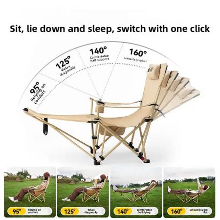 Bequemer Camping-Faltstuhl aus Metall und Eisen für den Außenbereich, klappbar, mit abnehmbarer Fußstütze