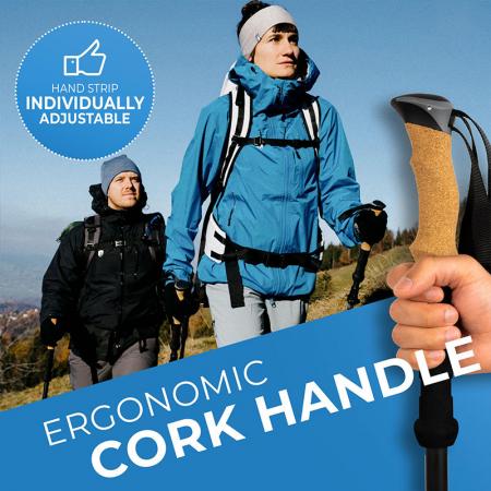 Zusammenklappbare, leichte Wanderstöcke aus Aluminium 7075 mit Korkgriffen für Erwachsene und Kinder 